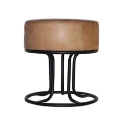 leren poef bruin cognac