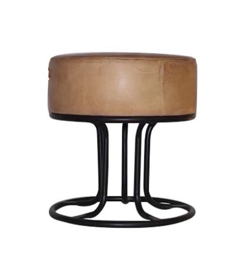 leren poef bruin cognac