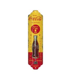 Thermometer binnen Coca Cola fles - metalen bord