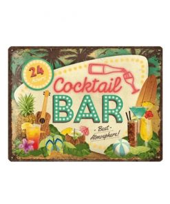 24 hours cocktail bar - metalen bord