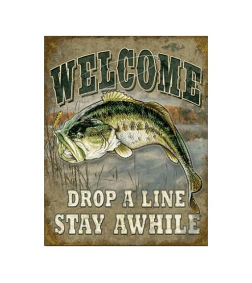 Fishing, drop a line - metalen bord