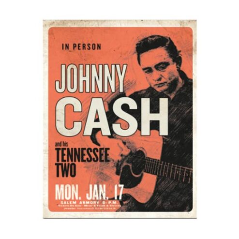 Johnny Cash in person - metalen bord