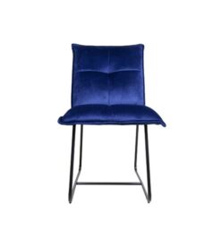 Stoel velvet Camila donkerblauw