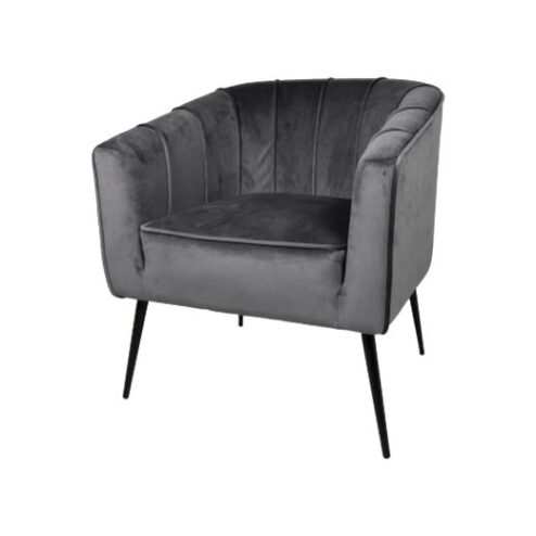 Velours fauteuil Klara donkergrijs