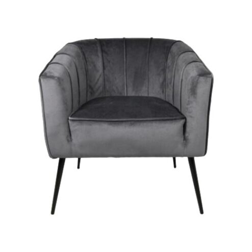 Velours fauteuil Klara donkergrijs