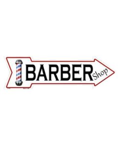 Barbershop here - metalen bord