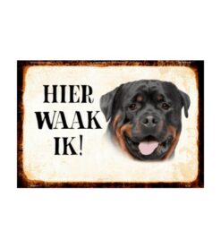 Rottweiler, hier waak ik - metalen bord