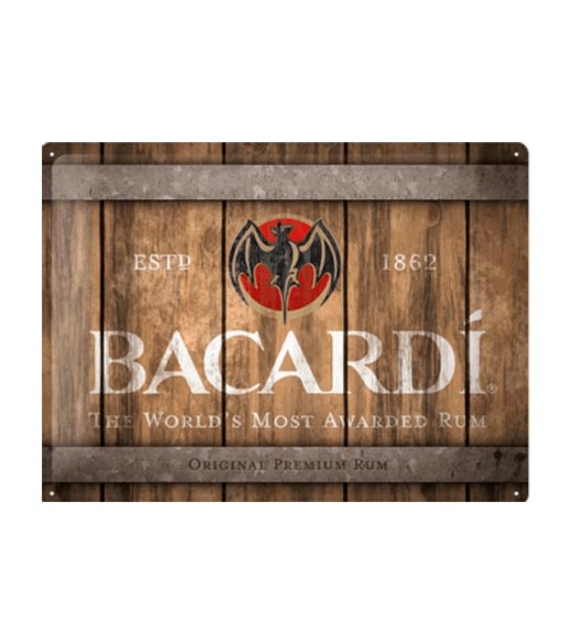 Eigenwijs Induceren Kwade trouw Bacardi Premium rum - metalen bord 