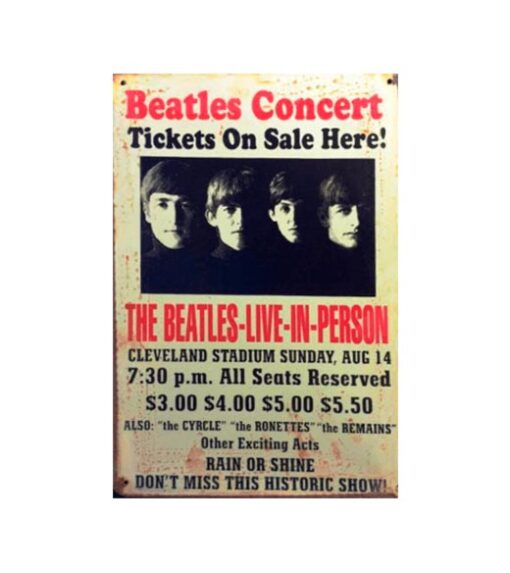 The Beatles concert in Cleveland - metalen bord