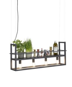 Scolson 4-lichts hanglamp industrieel met rek