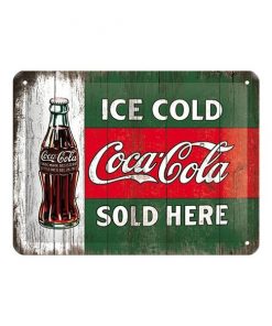 Ice cold Coca Cola sold here - metalen bord