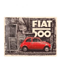 Fiat 500 rood - metalen bord