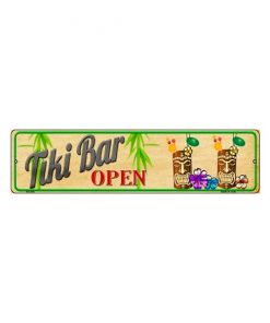 Tiki bar is open - metalen bord