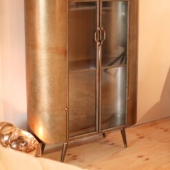 Eleven vitrinekast hoog industrieel messing