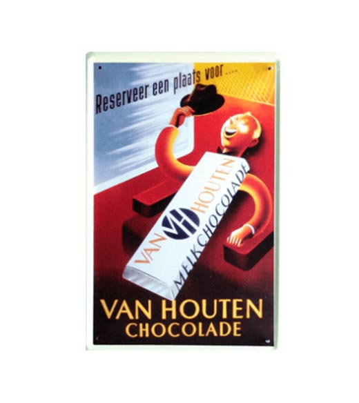 Van houten chocolade metalen bord