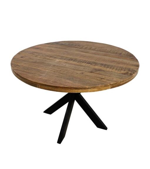 Oscar eettafel industrieel rond mango hout