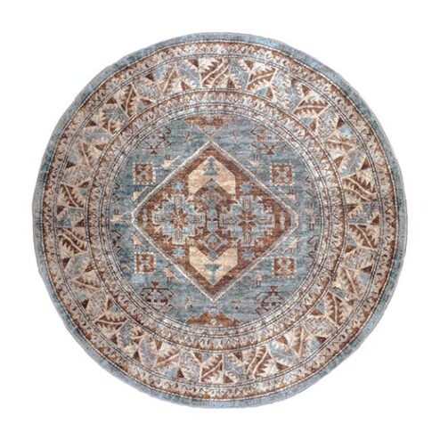 Zareen vloerkleed vintage rond blauw 3