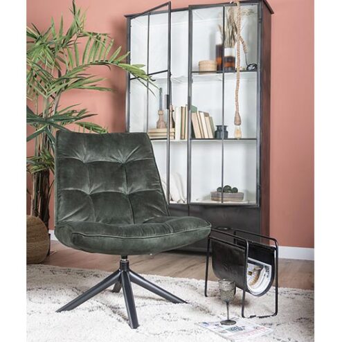 Adaline velvet fauteuil army groen