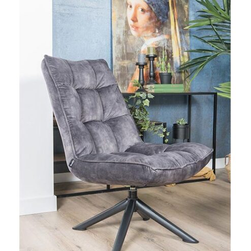 Adaline velvet fauteuil donkergrijs