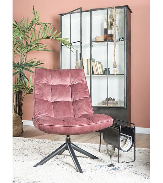 Koken schaal Collega Adaline velvet fauteuil roze 