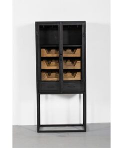 Denza wijnkast industrieel zwart 67cm