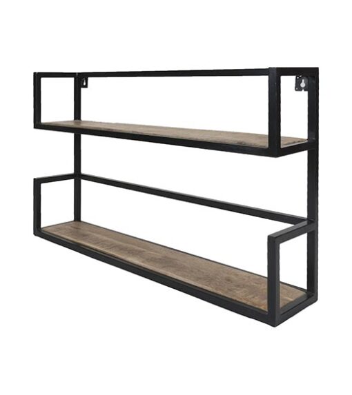 Farrow wandplank industrieel zwart 2 planken