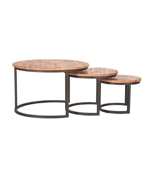 Salontafel industrieel zwart Sven set van 3