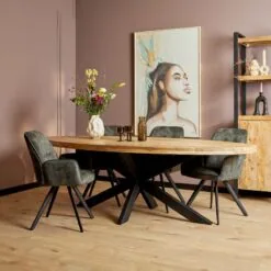 Morada eettafel industrieel ovaal mangohout
