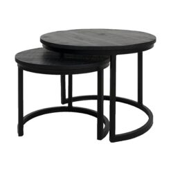 Salontafel industrieel Sven set van 2 zwart blad