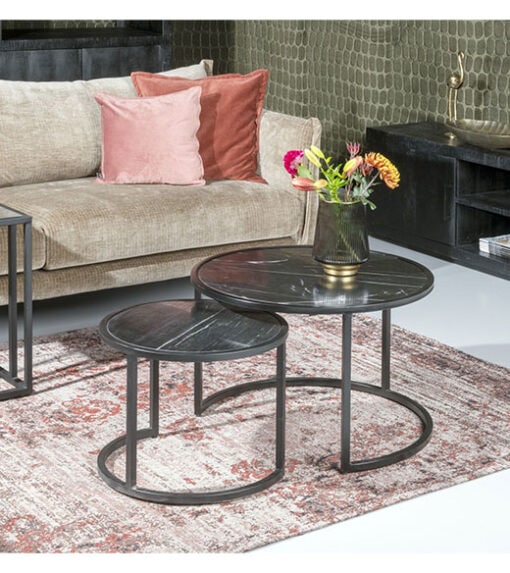 Salontafel Jamie Marmer Zwart set van 2