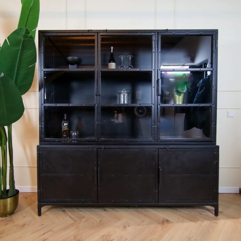 Buffetkast industrieel Trevor zwart 180cm