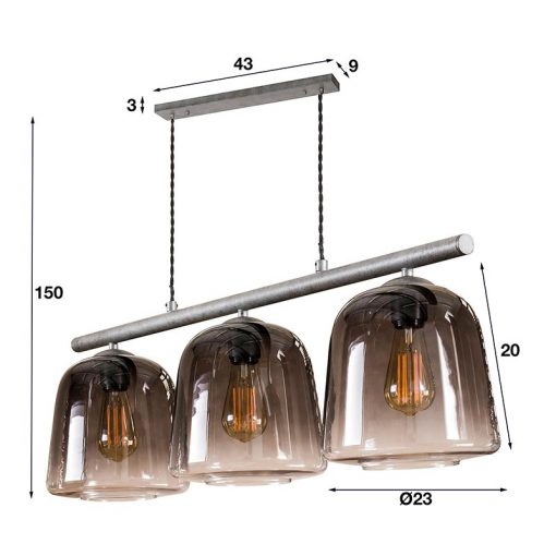 Fabis 3-lichts hanglamp industrieel