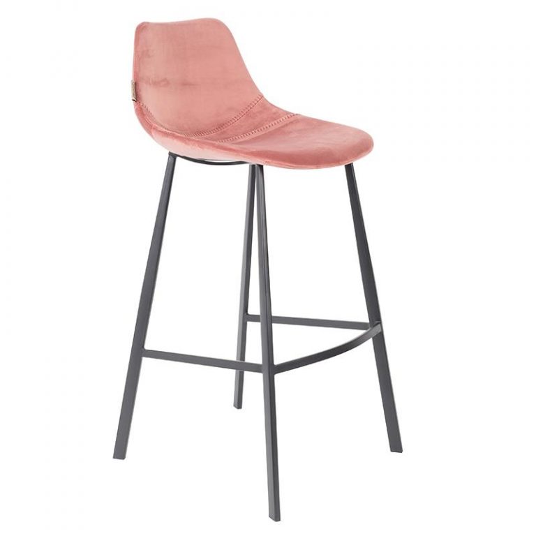 Louis Stapelbare barkruk roze, velvet gestoffeerd, brandvertragend