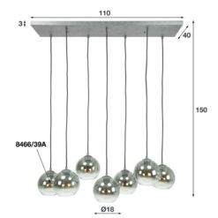 Galsa 7-lichts hanglamp industrieel