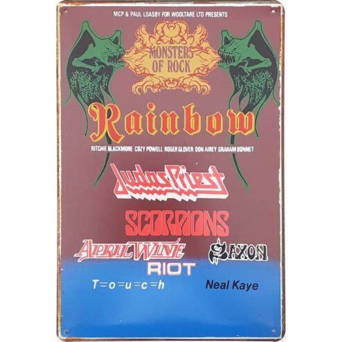 Monsters of rock rainbow - metalen bord