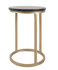 Elize bijzettafel rond marmer zwart / goud 40cm