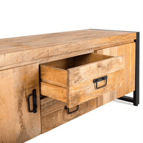 Britt tv meubel industrieel mangohout deur - 2 lades 150cm