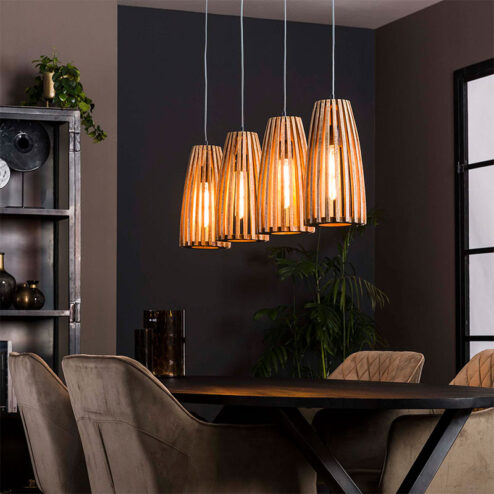 Mave 3-lichts hanglamp mangohout