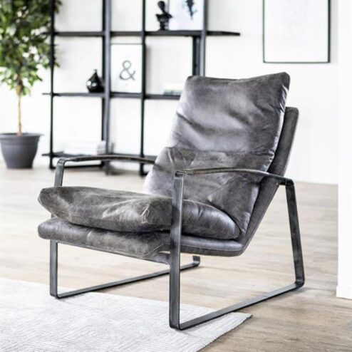 Fauteuil Lex - antraciet vintage leer