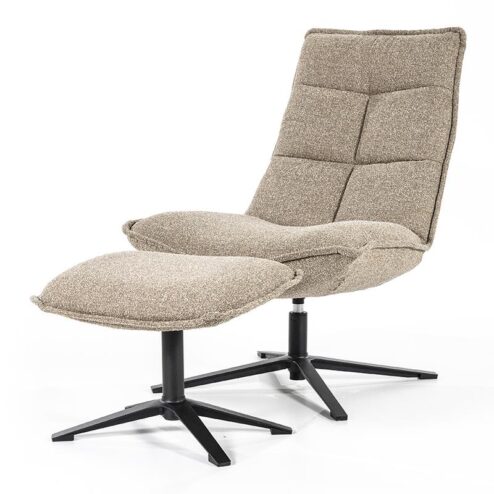 Fauteuil Marcus met voetenbank- beige Baquer