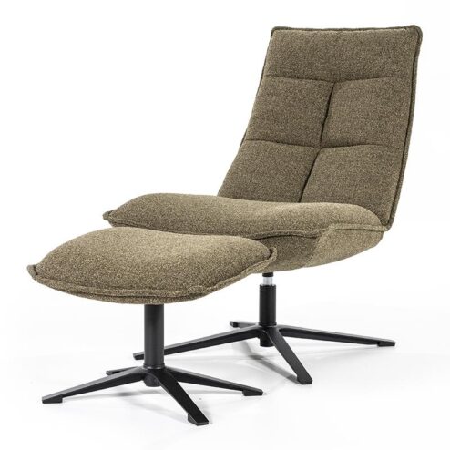 Fauteuil Marcus met voetenbank - groen Baquer