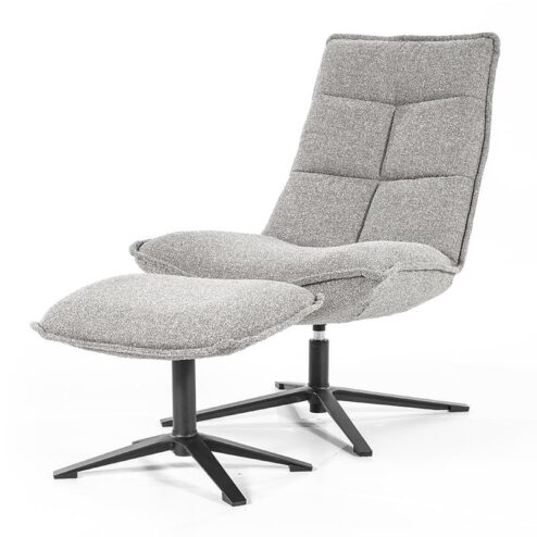 Fauteuil Marcus met voetenbank- licht grijs Baquer