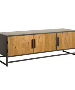 Felino TV meubel 3 drs teakhout naturel zwart 160cm