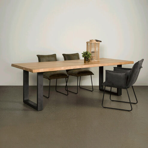 Tiago Eettafel met U poot rechthoek acacia hout naturel 160x90