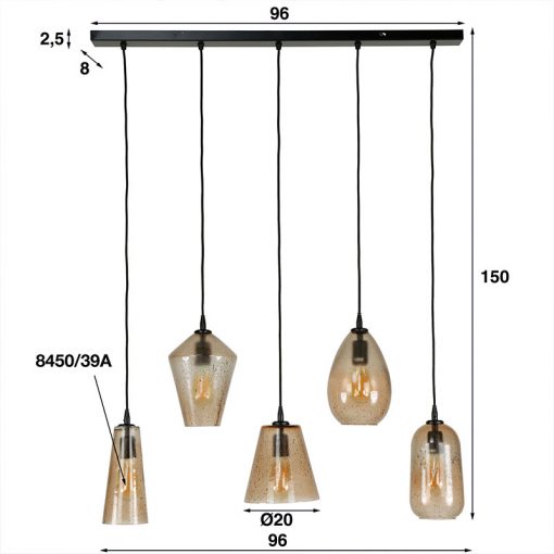 Droplet 5-lichts hanglamp