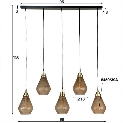 Sahar 5-lichts hanglamp