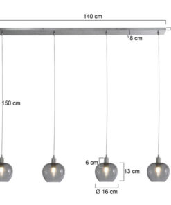 Floral Plafondlamp 4-lichts staal