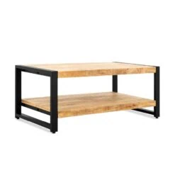 Britt salontafel industrieel mangohout 110cm met onderblad