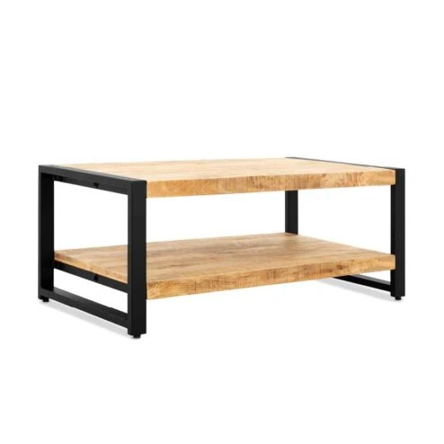 Britt salontafel industrieel mangohout 110cm met onderblad