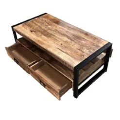 Britt salontafel industrieel mangohout warm met 4 lades 120cm
